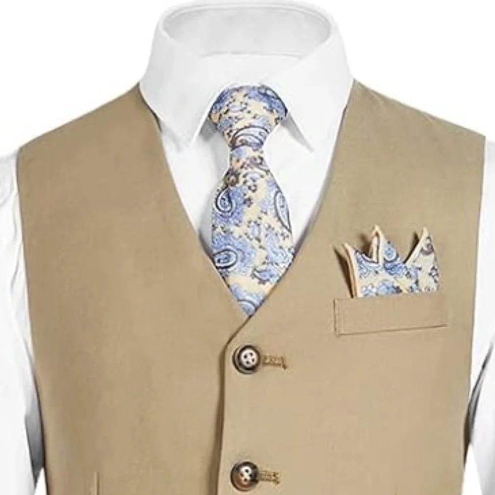 Bundle of Blue and Tan Paisley Boys bow tie and pocket square
